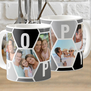 Caneca De Café Colmeia de mel editável de 5 fotos e 5 letras Popp