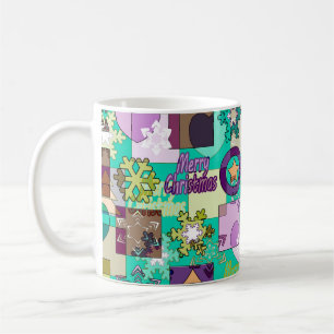 Caneca De Café Colo verde escuro do floco de neve sem emenda do