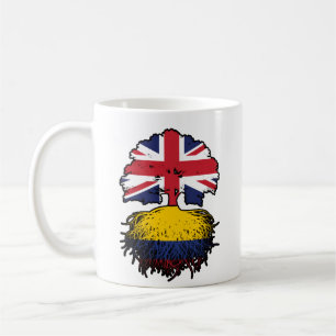Caneca De Café Colômbia: Bandeira das Raízes da Árvore Britânica
