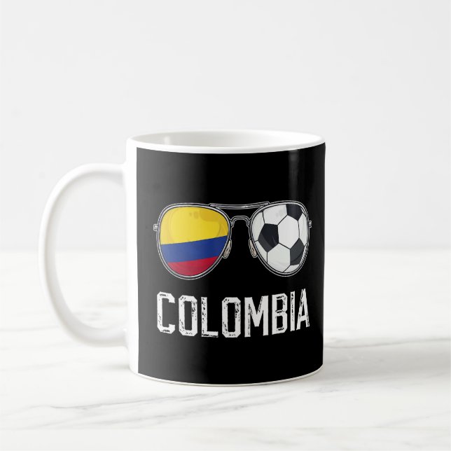 Caneca De Café Colômbia Flag & Football Sunglass Fan Colombiano (Esquerda)