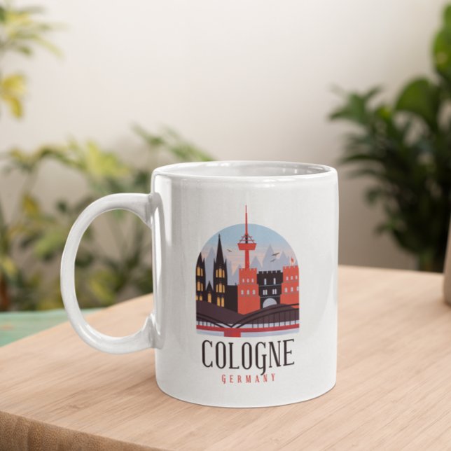 Caneca De Café Colônia Alemanha Vintage Cityscape (Cologne Germany Vintage Cityscape Coffee Mug)