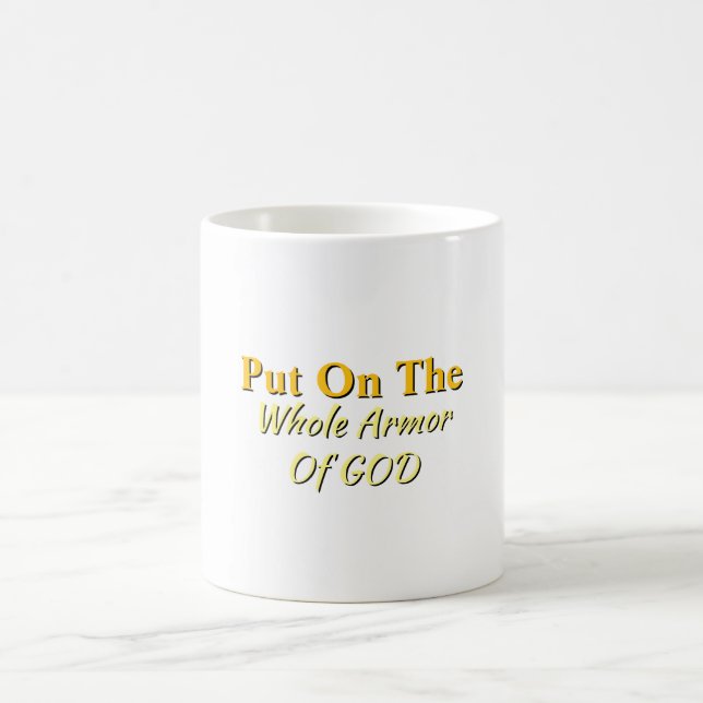 Caneca De Café Coloque Toda A Armadura De Deus Branco (Centro)