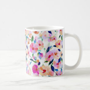 Caneca De Café Coloração Botânica Vibrante Floral de Lúcias