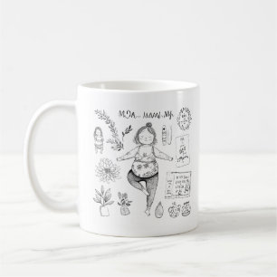 Caneca De Café Coloração da mãe de ioga branca