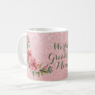 Caneca De Café Coloração d'água rosa no brilho - a maior mãe do m