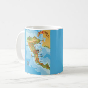 Caneca De Café Coloração do mapa da ilha grega Corfu Mug