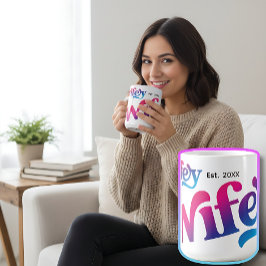 Caneca De Café Coloração Personalizada do Aniversário do Casament