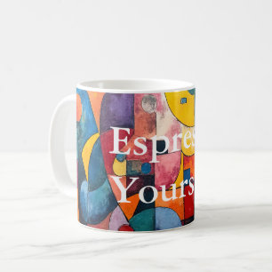 Caneca De Café Colorcubo 3 Clássico de Cubismo Colorido