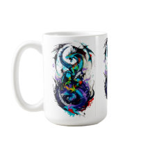 Colorful abstract Dragon design like a water color