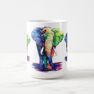 Caneca De Café Colorful elephant