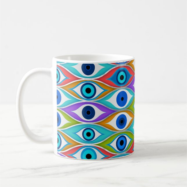 Caneca De Café Colorful Evil Eye protection pattern (Esquerda)