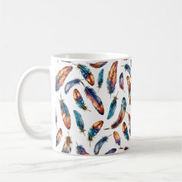 Caneca De Café Colorful Falling Feather Art - Boho Graphic Print
