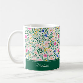 Caneca De Café Colorful Floral Personalized Mug