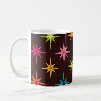 Caneca De Café Colorful Funky Mid Century Atomic Starbursts  