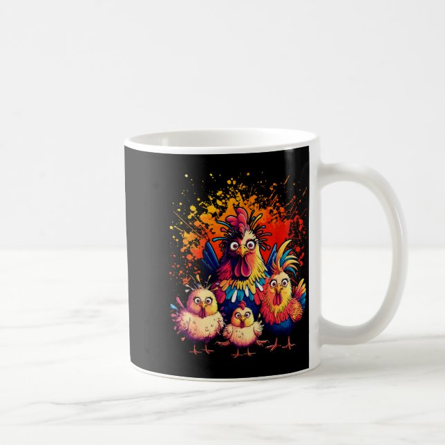 Caneca De Café Colorful Funny Chicken Art  (Direita)