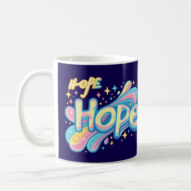 Caneca De Café Colorful Hope Graffiti - Y2K Sparkle Aesthetic (Esquerda)