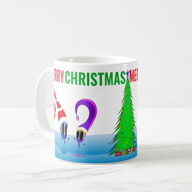 Caneca De Café Colorful Merry Christmas Cartoon (Frente Esquerda)
