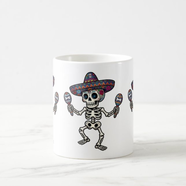 Caneca De Café Colorful Mexican Skeleton (Centro)