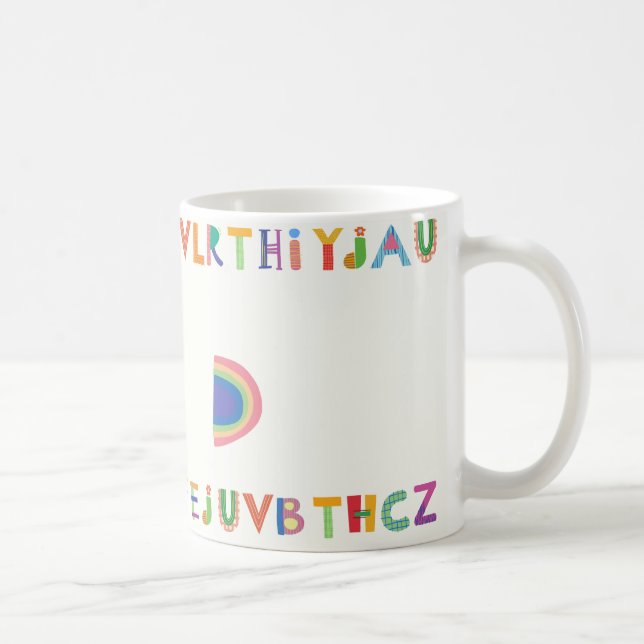 Caneca De Café Colorful Playful Alphabet Design with Rainbow (Direita)