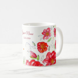 Caneca De Café Colorful Red Yellow Pink Floral Wedding Party