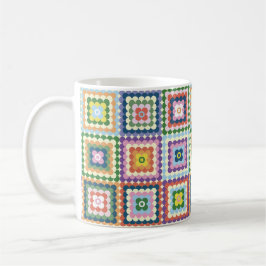 Caneca De Café Colorful Retro Mid-Century Mid-Mod Crochet Blossom