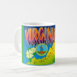 Caneca De Café Colorful Vibrant Virginia Map Mug
