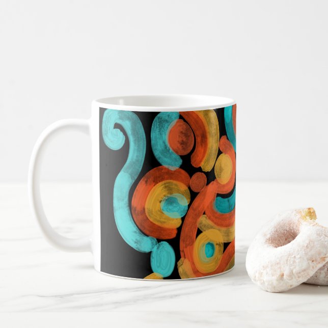 Caneca de café colorida abstrata (Com Donut)