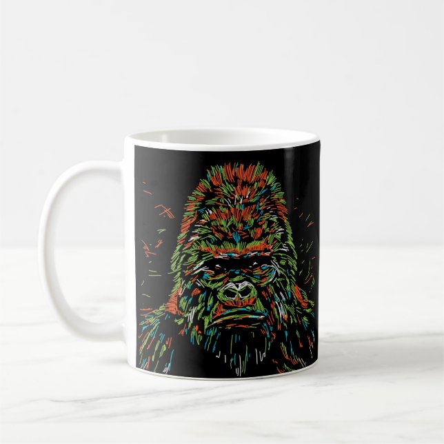 Caneca De Café Colorida Abstrato Neon Gorilla (Esquerda)