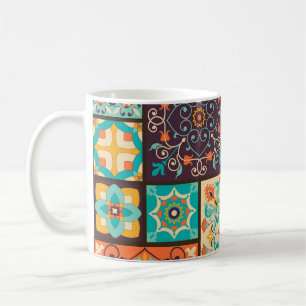 Caneca De Café Colorida azulejo de retalhos: Motivos islâmicos.