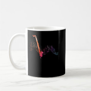 Caneca De Café Colorida Bass Clarinet na folha de música Contraba