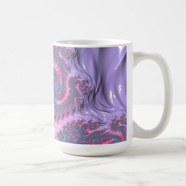 Caneca De Café Colorida Boho Hippie Groovy Trippy Pastel Fractal (Direita)