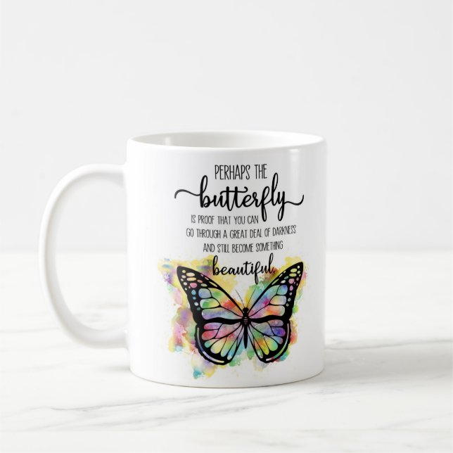 Caneca De Café Colorida da Borboleta Inspiracional (Esquerda)