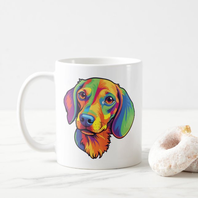 Caneca De Café Colorida Dachshund (Com Donut)