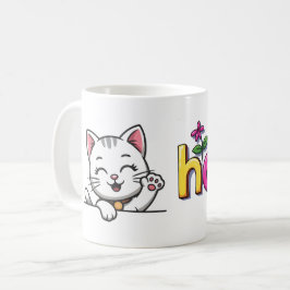 Caneca de Café Colorida e Retro com Gato Fofo Acen