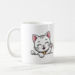 Caneca de Café Colorida e Retro com Gato Fofo Acen