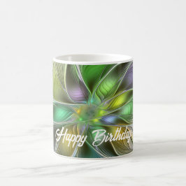 Caneca De Café Colorida Fantasy Flor Moderno Abstrato Fractal