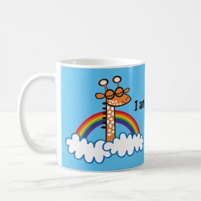 Caneca De Café Colorida Jirafa. Jirafa. Arcoiris, arco iris (Esquerda)