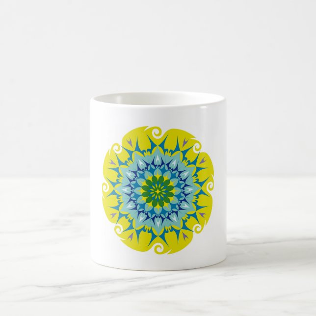 Caneca De Café Colorida Mandala Energy Wheel Harmonia Verde (Centro)