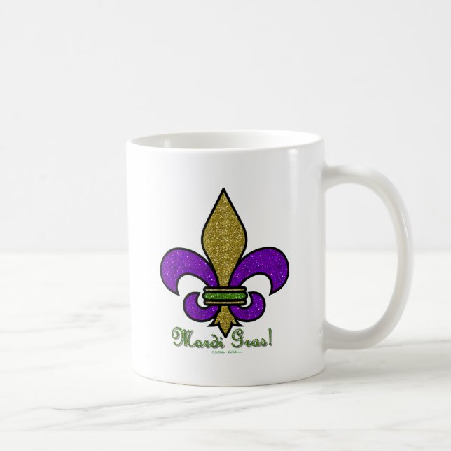 Caneca De Café Colorida Mardi Gras Fleur De Lis (Direita)
