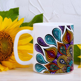 Caneca De Café Colorida Moderna Mandala Trippy Psychedelic Hippie