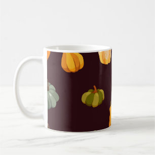 Caneca De Café Colorida Pumpkins: Elegância Escura de Outono.