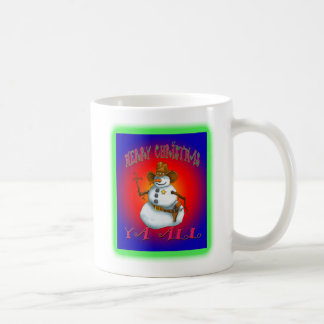 Caneca De Café Colorida Snowman design Western Howdy
