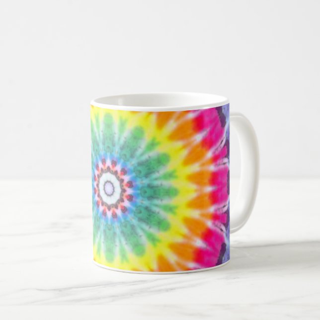Caneca De Café Colorida Tie-Dye (Frente Esquerda)