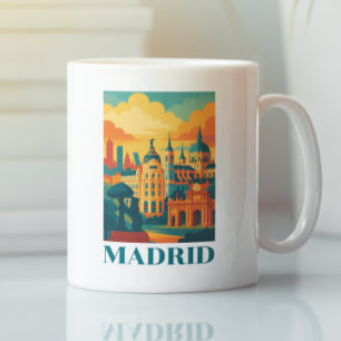 Caneca De Café Colorida Viagens vintage de Espanha Madrid