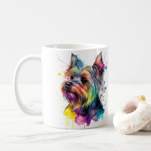 Caneca De Café Colorida Yorkshire Terrier Dog Pet Coffee Mug, Taç