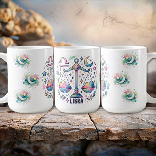 Caneca De Café Coloridas Escamas de Libra Zodíaco Astrologia