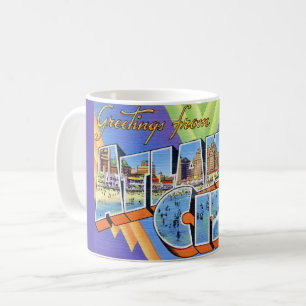 Caneca De Café Colorido Cartão Postal Retro de Atlantic City