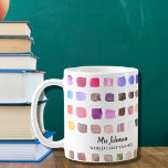 Caneca De Café Colorido de Professores Personalizados<br><div class="desc">Esta caneca de café é decorada com um padrão de aquarela colorido e é dedicada ao Melhor Professor do Mundo. Facilmente personalizável. Para editar ainda mais, use a Ferramenta Design para alterar a fonte, o tamanho da fonte ou a cor. Porque nós criamos a nossa trabalho de arte, você não...</div>