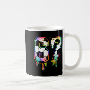 Caneca De Café Colorido Gotejamento 67 Número da Varsity Futebol