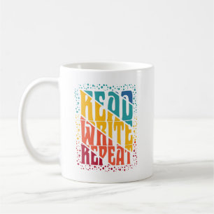 Caneca De Café Colorido Ler Escrever Repetir
